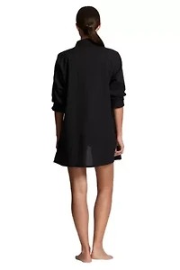 Logo Embroidered Shirt Cover Up