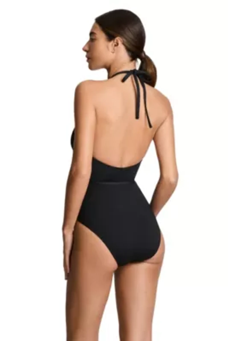 Squared Hip High Neck One Piece