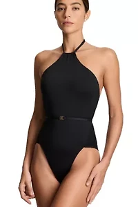 Squared Hip High Neck One Piece