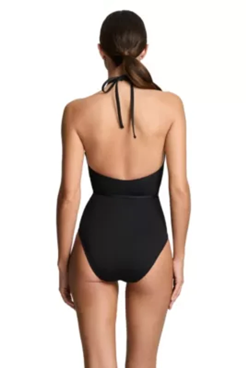 Squared Hip High Neck One Piece