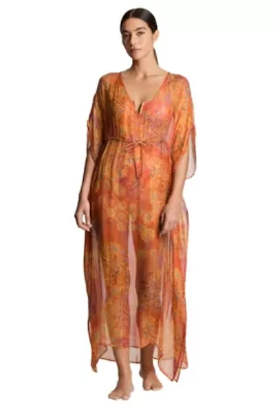 Medalion Shimmer Midi Caftan Cover Up