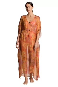 Medalion Shimmer Midi Caftan Cover Up