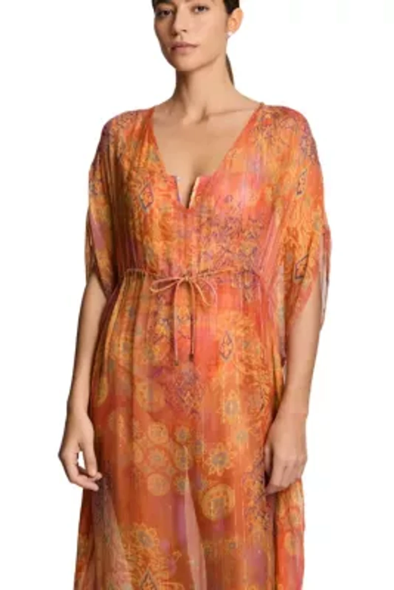 Medalion Shimmer Midi Caftan Cover Up