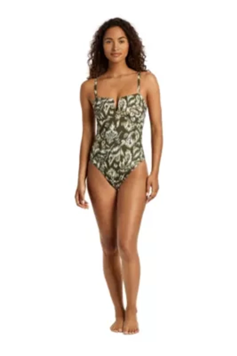 Artisan Warp Floral V-Wire One Piece