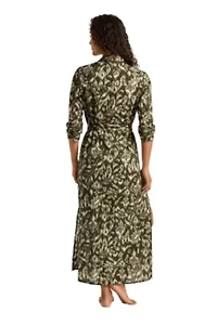 Artisan Warp Floral Midi Shirt Dress Cover Up