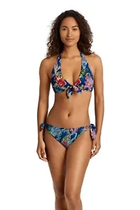 Coastal Paisley Tie Front Halter Bra