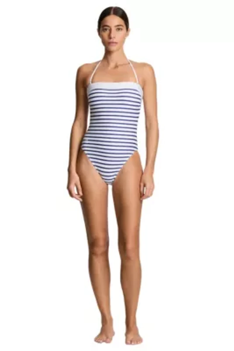 Seaside Stripe Modern Bandeau One Piece