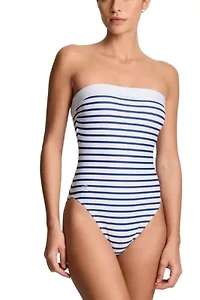 Seaside Stripe Modern Bandeau One Piece