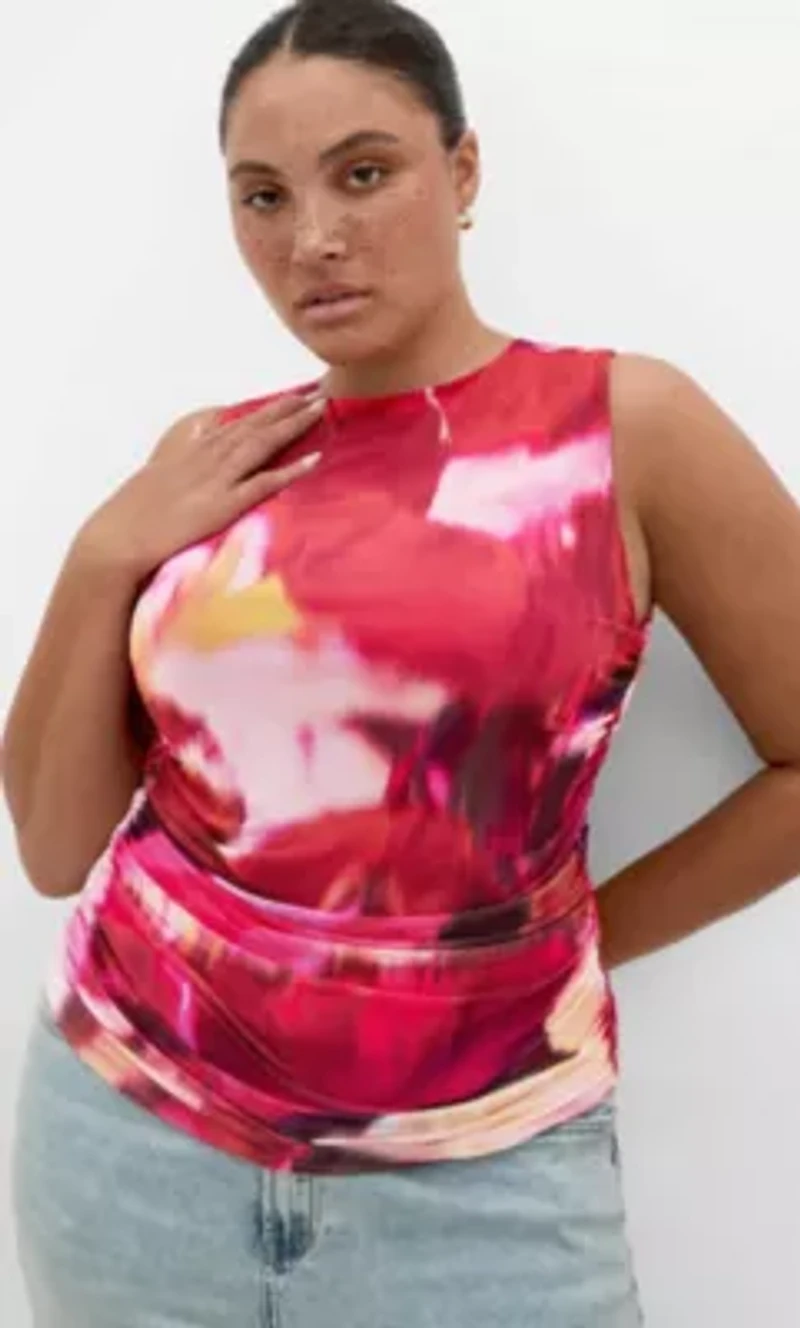 Lidia Ruched Print Top