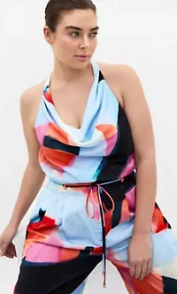 Chloe Aspect Print Cowl Neck Top