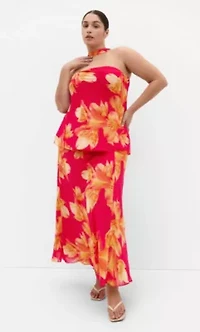Soiree Print Frill Detail Top