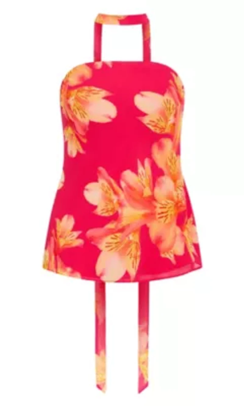Soiree Print Frill Detail Top