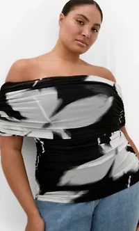 Dana Blur Print Mesh Top