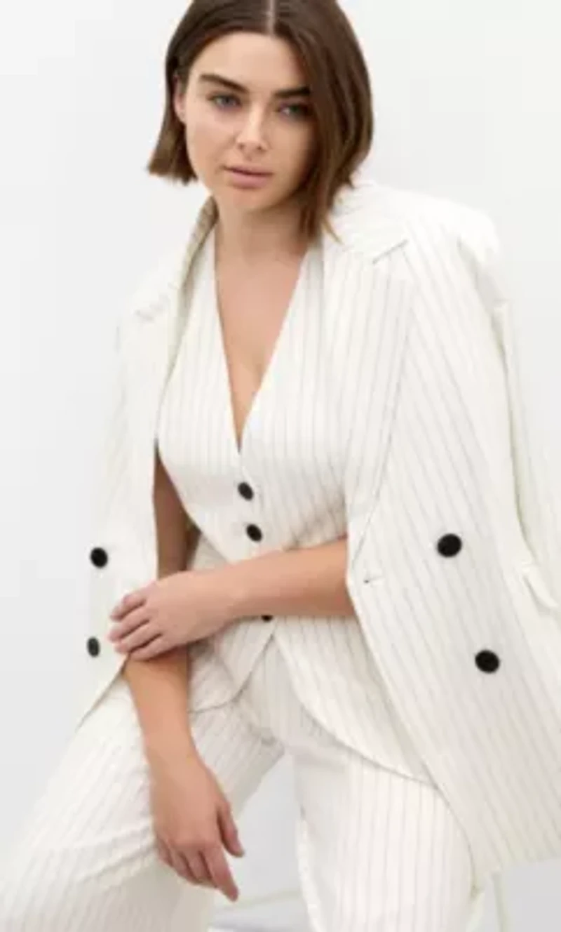 Pinstripe Double Breasted Blazer
