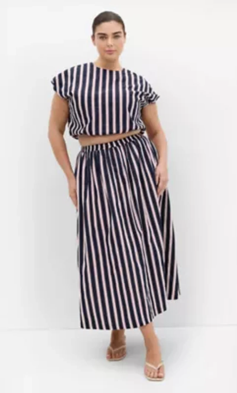 Holiday Bloom Print Midi Skirt