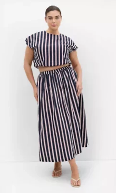 Holiday Bloom Print Midi Skirt