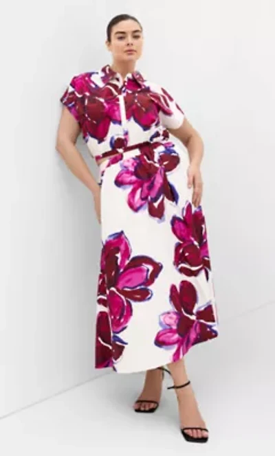 Holiday Bloom Print Midi Skirt