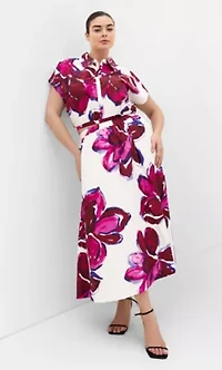Holiday Bloom Print Midi Skirt