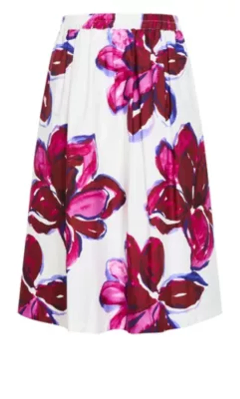 Holiday Bloom Print Midi Skirt