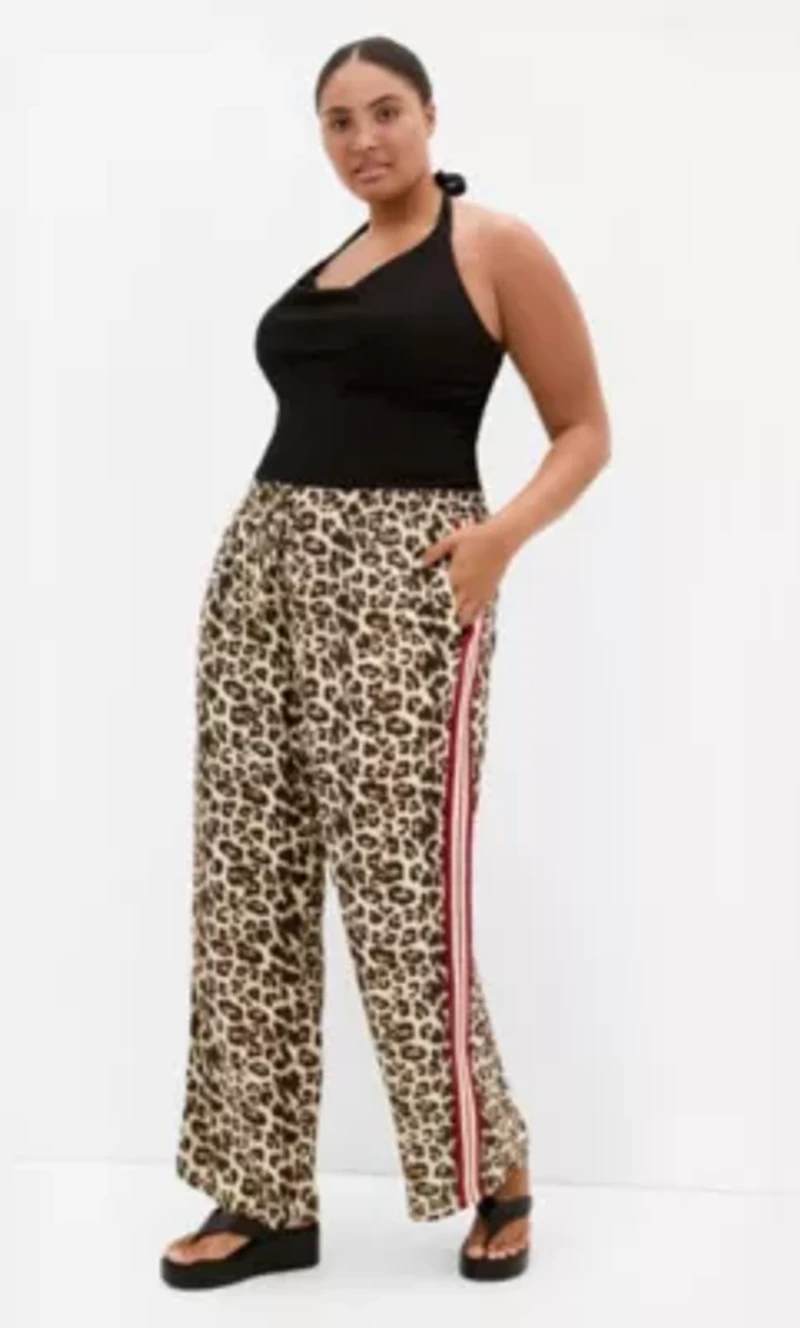 Animal Print Side Stripe Pant