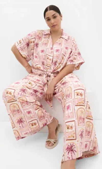 Postcard Soiree Print Wide Leg Pant