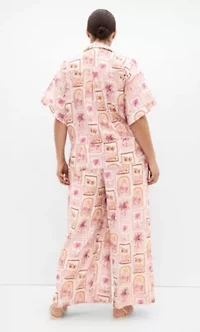 Postcard Soiree Print Wide Leg Pant
