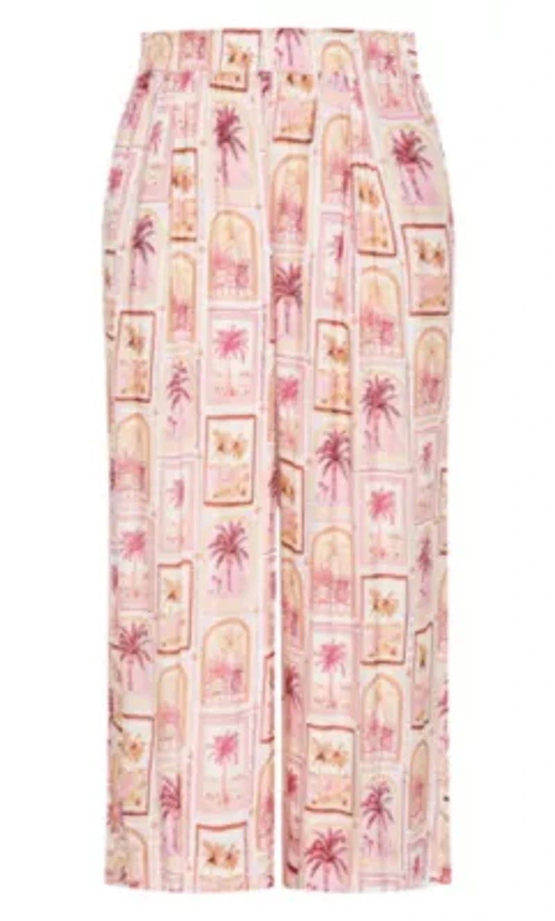 Postcard Soiree Print Wide Leg Pant