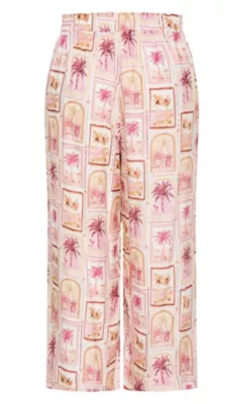 Postcard Soiree Print Wide Leg Pant