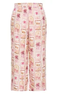 Postcard Soiree Print Wide Leg Pant
