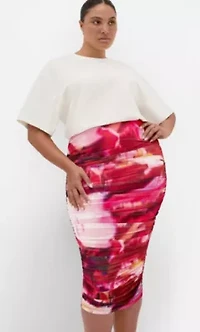 Livia Ruched Print Skirt