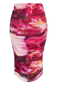Livia Ruched Print Skirt