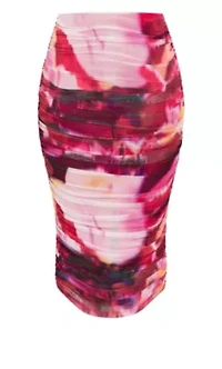 Livia Ruched Print Skirt
