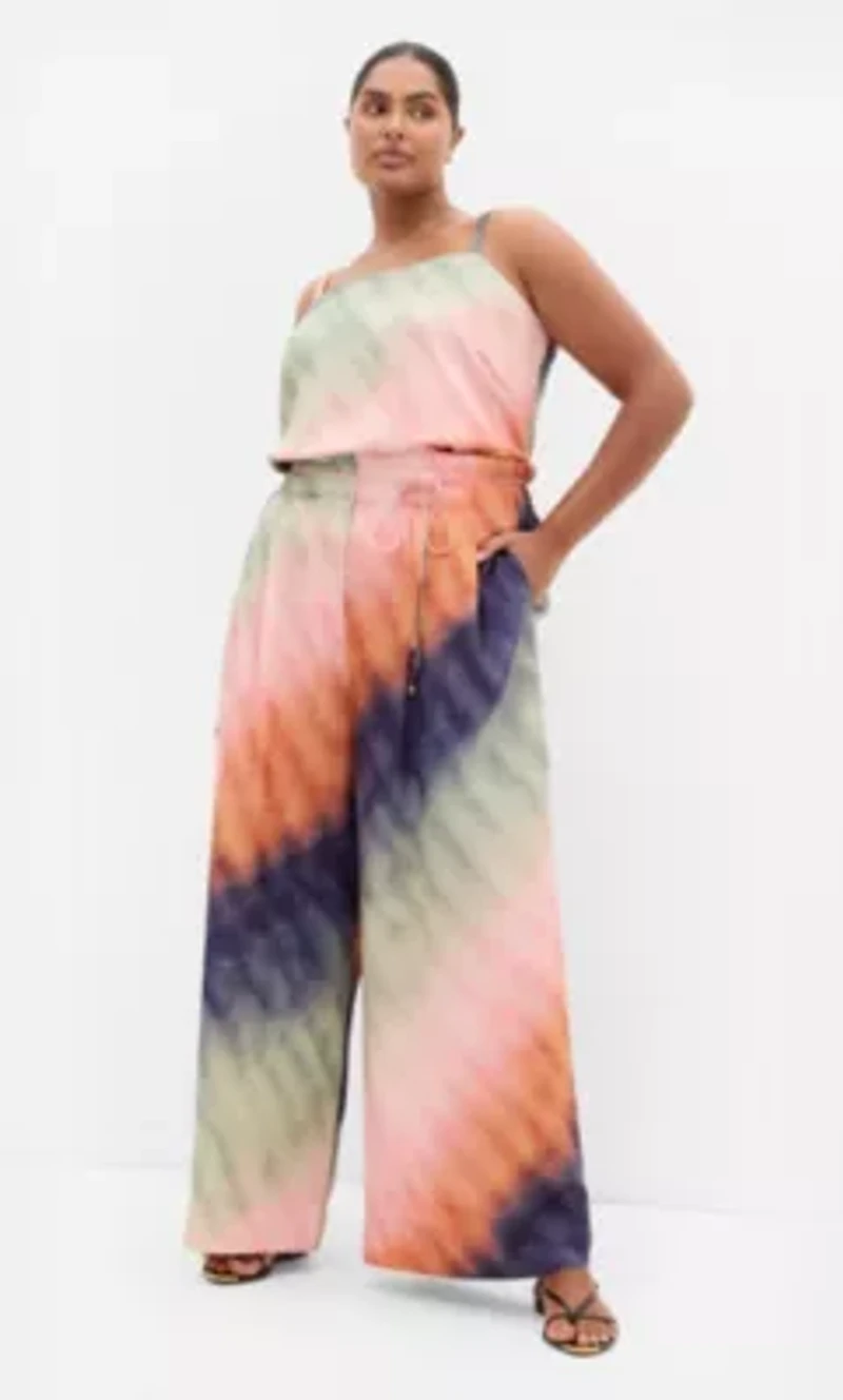 Sunset Ombre Print Wide Leg Pant