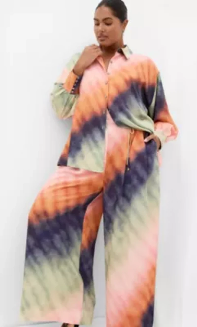Sunset Ombre Print Wide Leg Pant