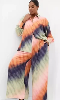 Sunset Ombre Print Wide Leg Pant