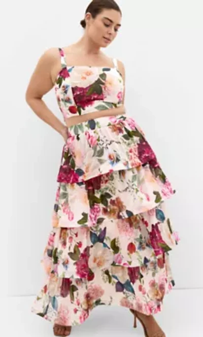 Bianka Botanical Print Tiered Skirt