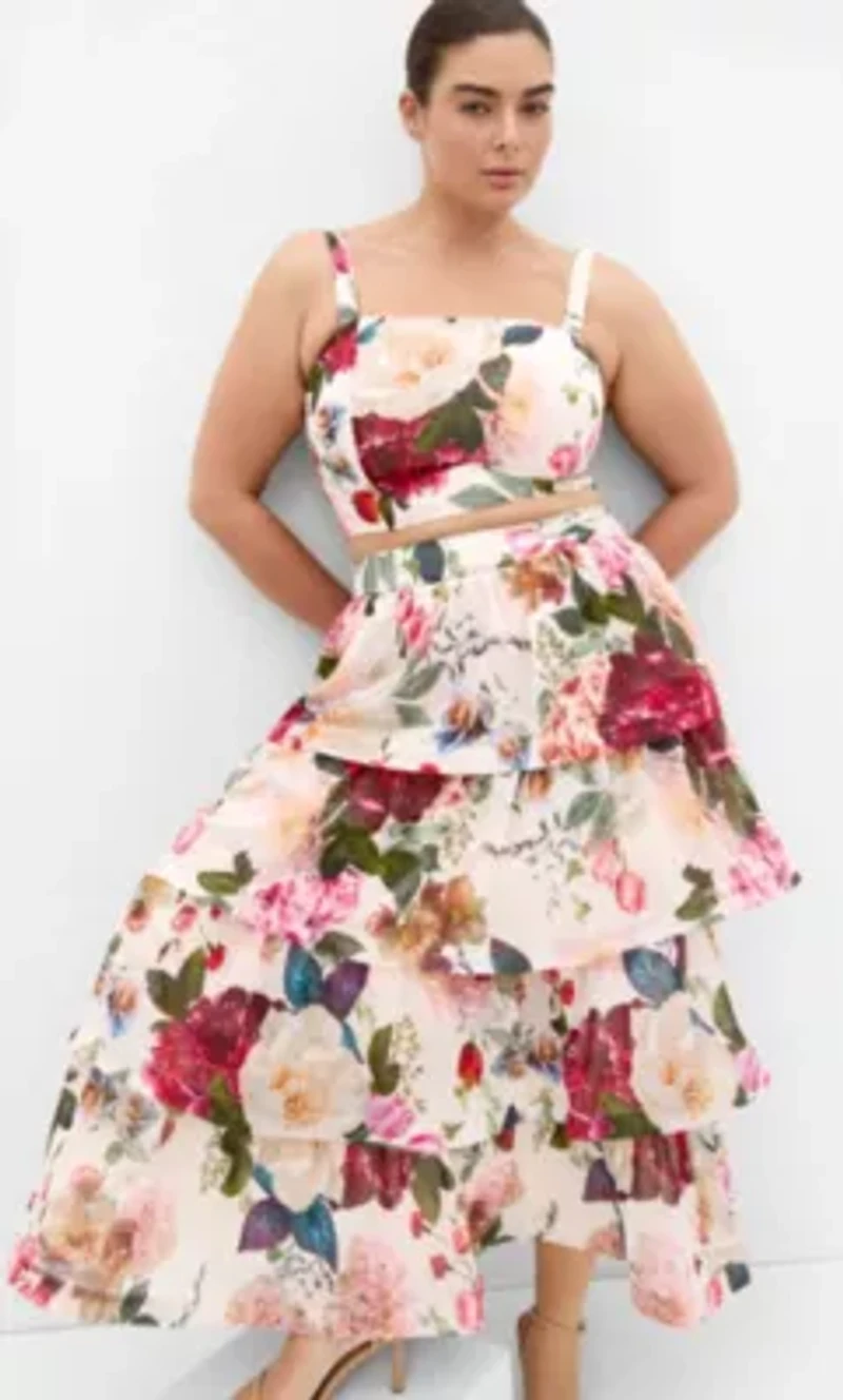 Bianka Botanical Print Tiered Skirt