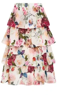 Bianka Botanical Print Tiered Skirt