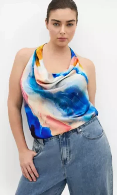 Chloe Facet Print Cowl Neck Top