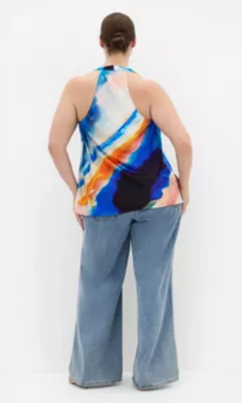 Chloe Facet Print Cowl Neck Top