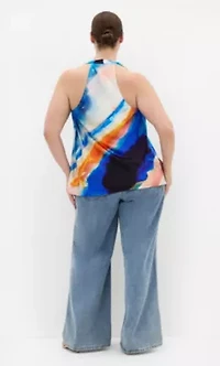 Chloe Facet Print Cowl Neck Top