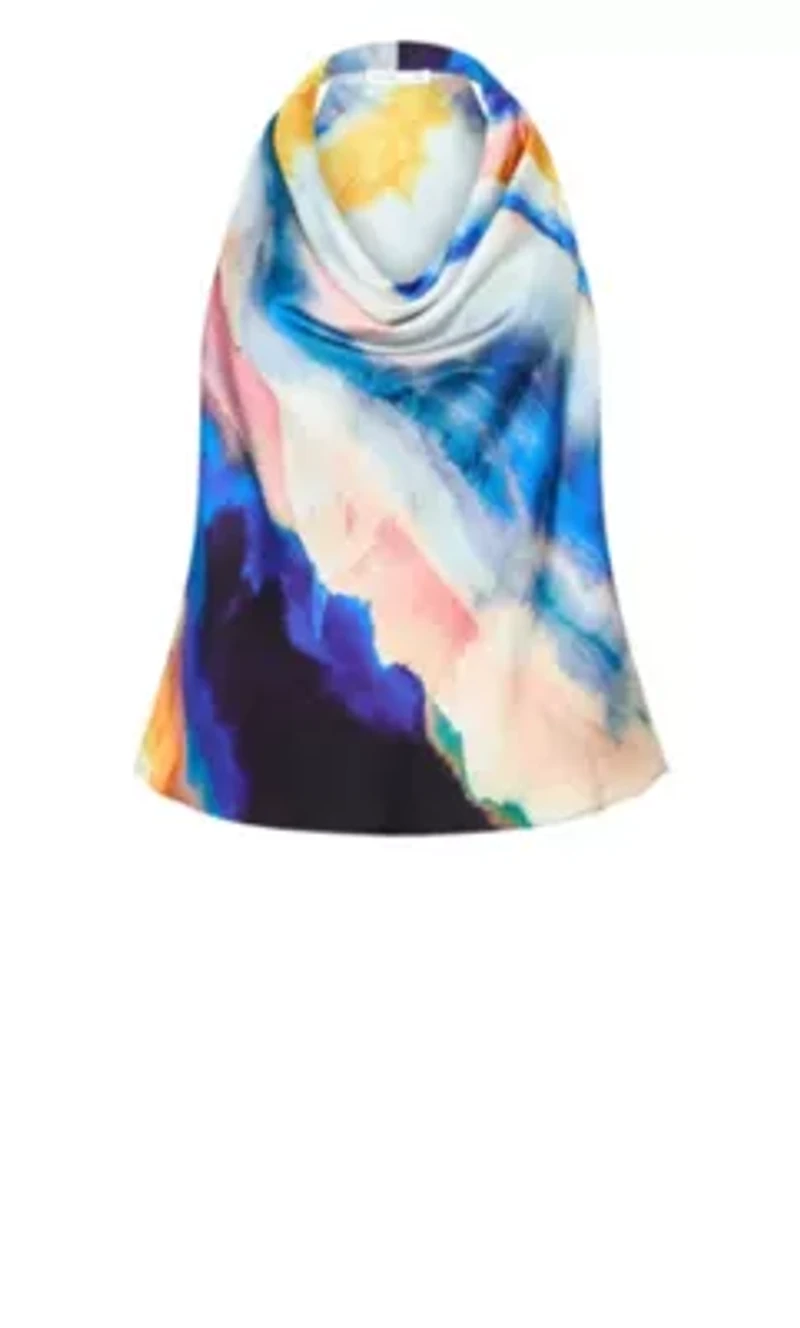 Chloe Facet Print Cowl Neck Top