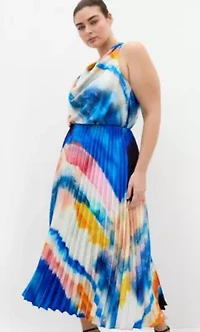 Celina Facet Print Pleat Skirt