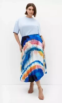 Celina Facet Print Pleat Skirt