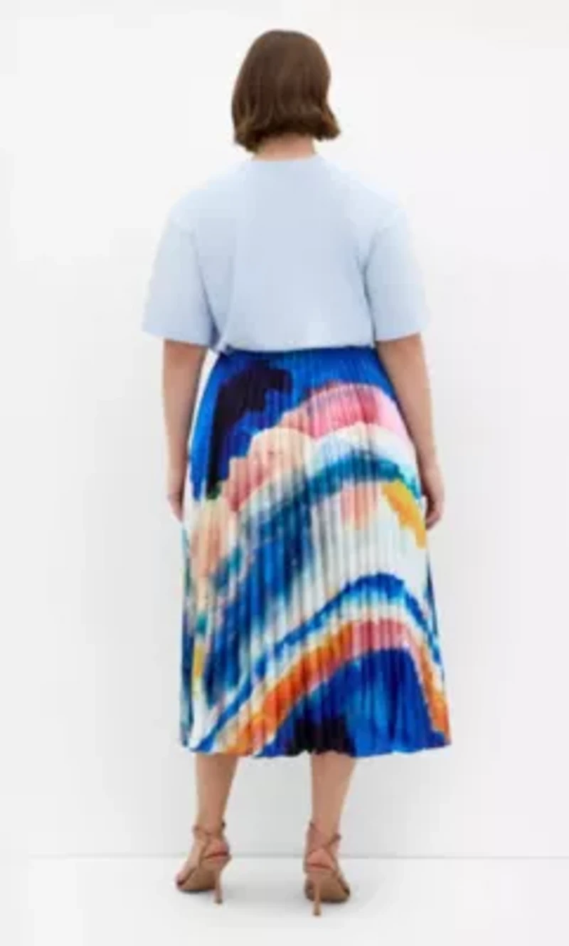 Celina Facet Print Pleat Skirt