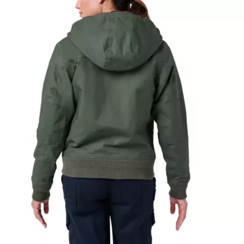 Women's Lucky Brand Workwear Hooded Canvas Chore Jacket with Sherpa Lining