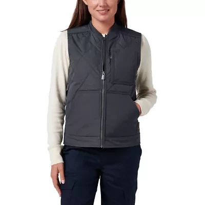 Women's Lucky Brand Workwear Tactical Canvas Quilted Vest with Plaid Flannel Lining