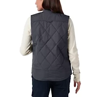 Women's Lucky Brand Workwear Tactical Canvas Quilted Vest with Plaid Flannel Lining