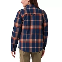 Women's Lucky Brand Workwear Yarn Dyed Plaid Flannel Shirt Jacket with Quilted Lining