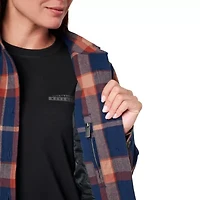 Women's Lucky Brand Workwear Yarn Dyed Plaid Flannel Shirt Jacket with Quilted Lining